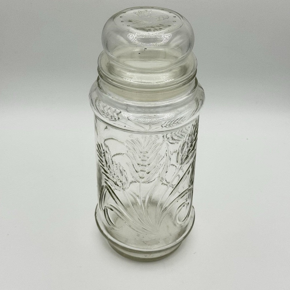 Planters Mr. Peanut Anchor Hocking Glass Jar Wheat‎ Pattern Vintage 1981